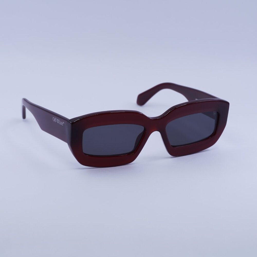 Off-White OERI138 CHARLOTTE 2807 Sunglasses Burgundy Rectangle Frame,Grey Lenses